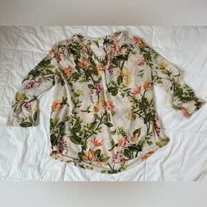 H&M Cream Blouse with Beautiful Floral Design